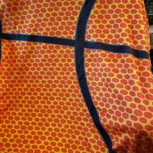 New Lightweight Fleece Orange Yellow Black Basketball Throw Blanket 59 x 38 IN